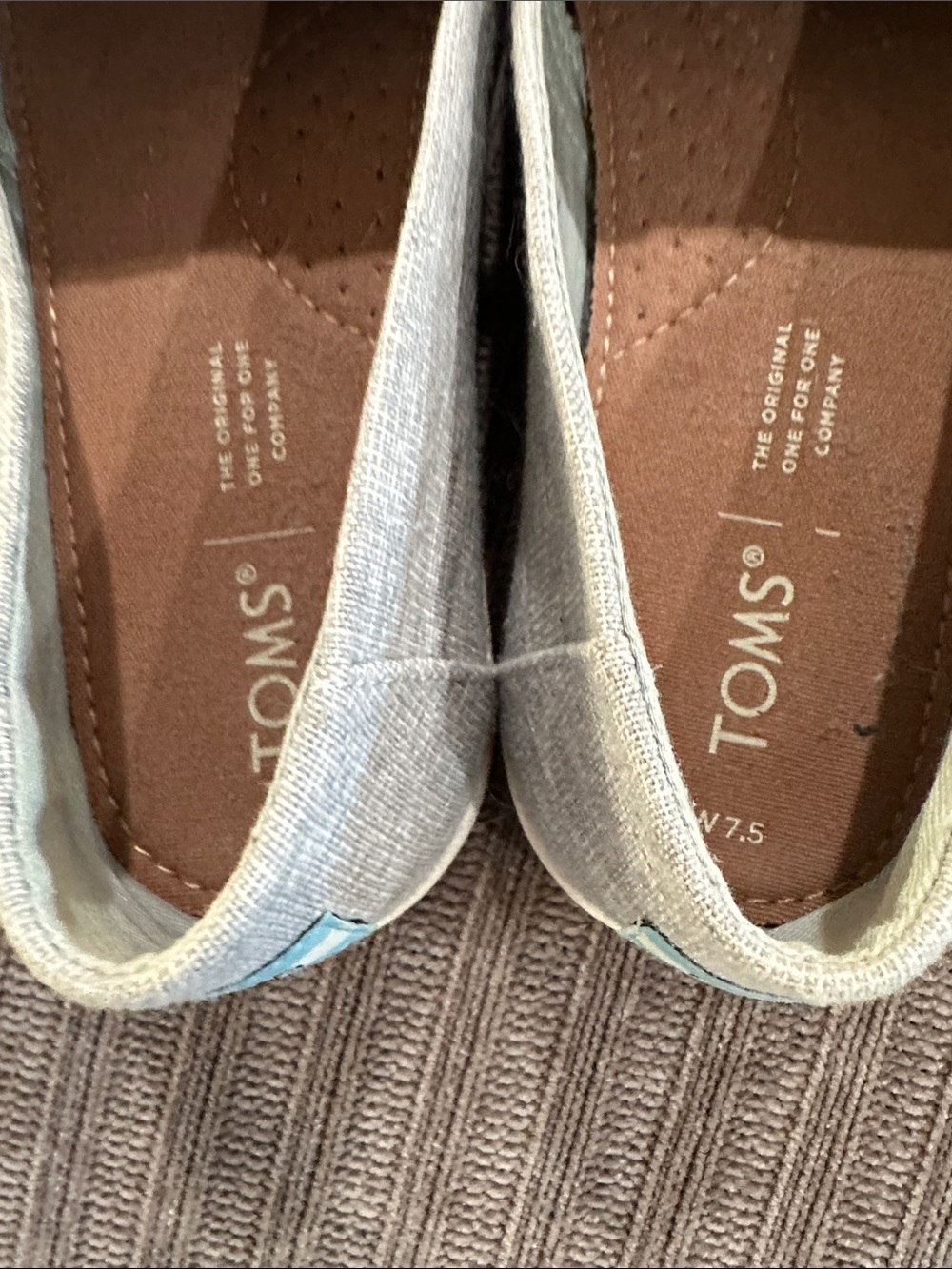 TOMS Light Gray Slip-On Canvas Flats - Picture 7 of 8
